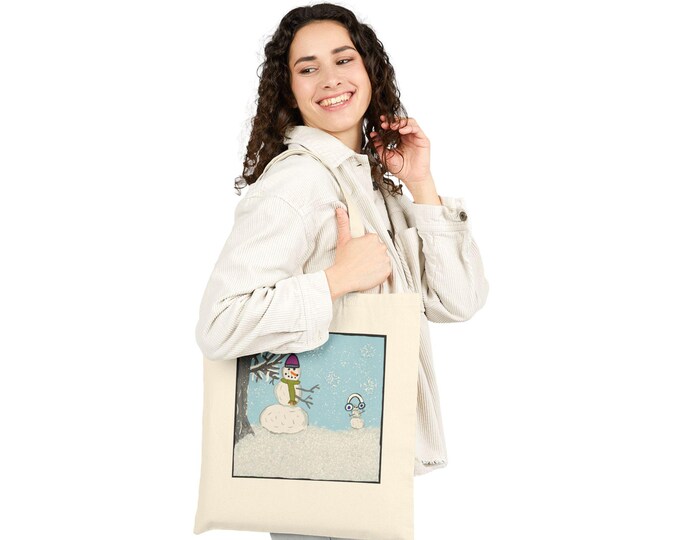 Snowman Tote Bag | Winter Scene Tote