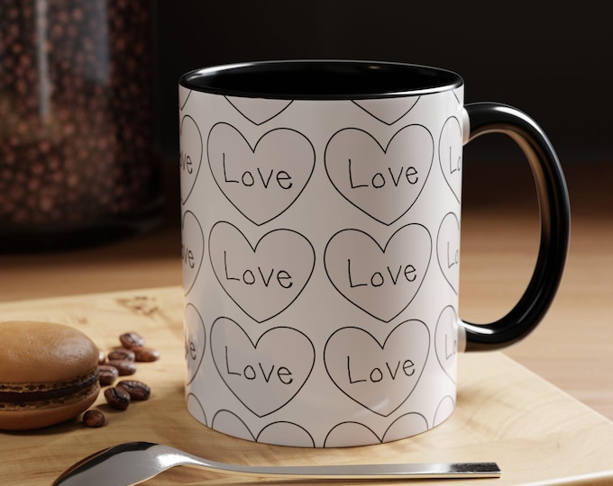 Love Heart Pattern Mug | Accent Coffee Mug 11oz 15oz