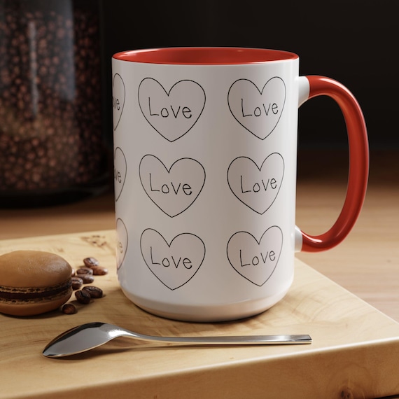 Love Heart Pattern Mug | Accent Coffee Mug 11oz 15oz