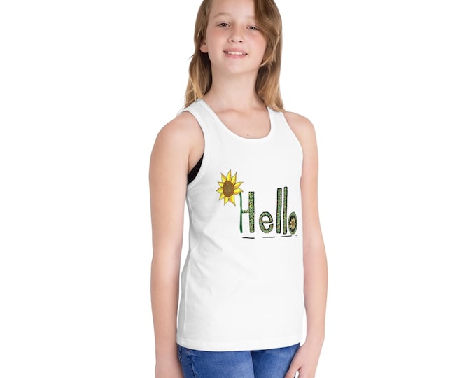 Sunflower Hello Tank Top | Kid's Summer Shirt
