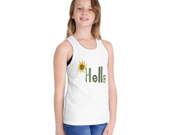 Sunflower Hello Tank Top | Kid's Summer Shirt