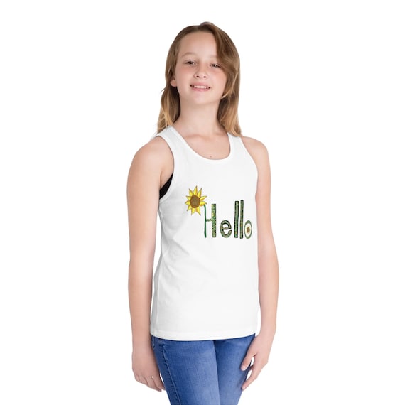 Sunflower Hello Tank Top | Kid's Summer Shirt