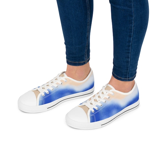 Blue Peach Gradient Sneakers | Women's Low Top Sneakers | Beach Wave Sneakers