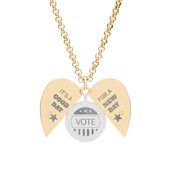 New Day Hidden Message Heart Necklace | Vote Today