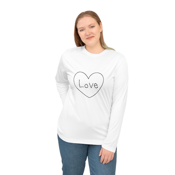 Hand-Drawn Heart Love Long Sleeve Shirt | Colorful Heart Grid Back