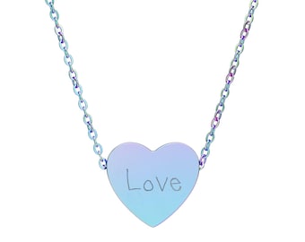 Engraved 'Love' Heart Necklace | Heart Pendant Necklace