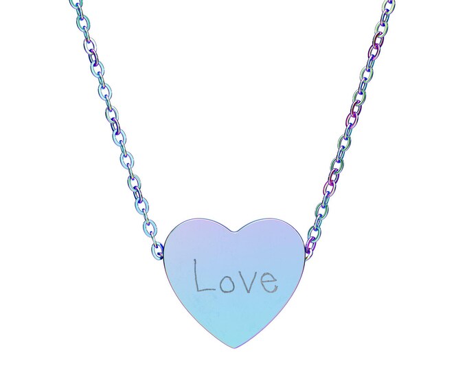 Engraved 'Love' Heart Necklace | Heart Pendant Necklace