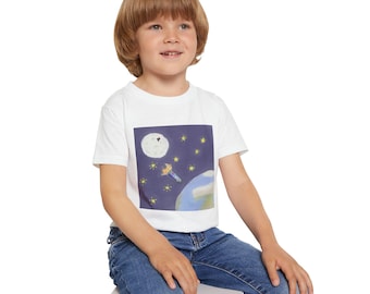 Rocket Ship and Stars Toddler T-shirt | Space Moon Earth Kids Tee