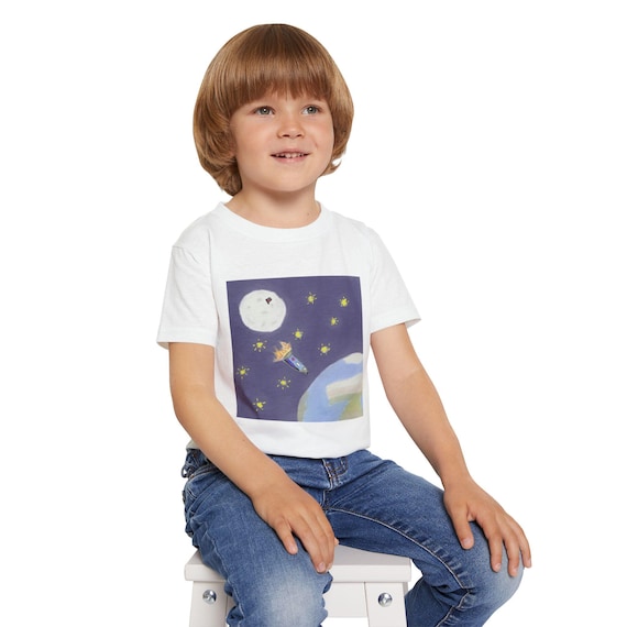 Rocket Ship and Stars Toddler T-shirt | Space Moon Earth Kids Tee
