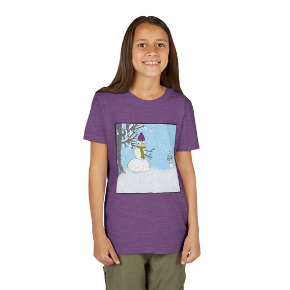 Snowman Scene Youth Tee | Winter Clothes Graphic Tee