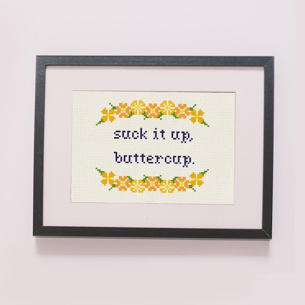 PATTERN | Suck it Up, Buttercup counter cross stitch pattern digital download