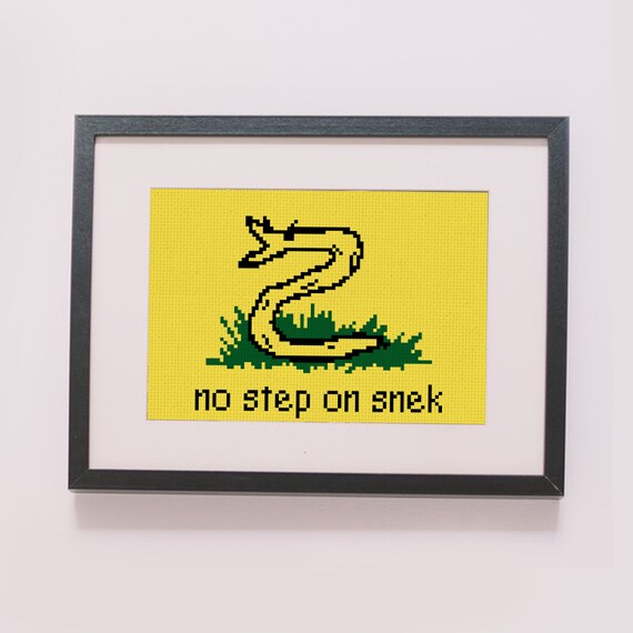No Step on Snek Flag, Drawn Version, Funny Gadsden Parody Snake