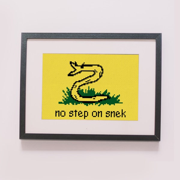 PATTERN | Gadsden Flag No Step On Snek counted cross stitch pattern