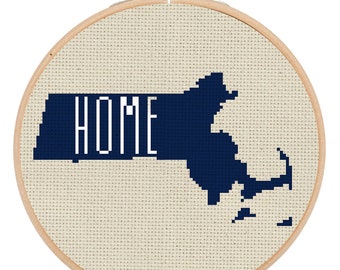 PATTERN | Massachusetts is Home counted cross stitch pattern