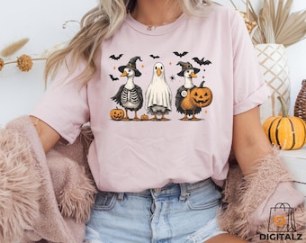 Funny Halloween Goose T-Shirt Design | Cute Ghost Duck PNG | Digital Download Sublimation Graphic 300 DPI