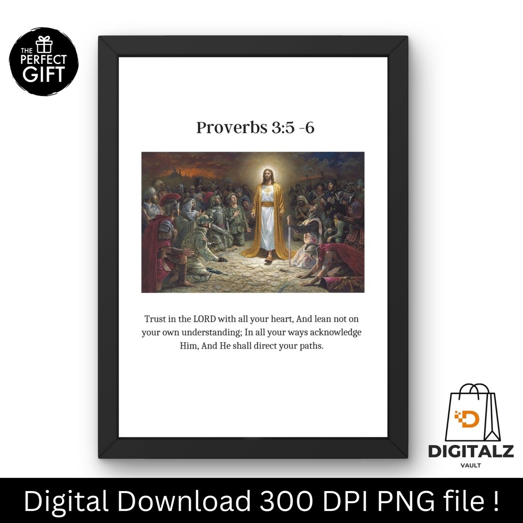Proverbs 3:5-6 Bible Verse Wall Art | Christian Scripture Printable ...