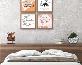 Bible Verse Wall Art Bundle | Christian Prints | Faith Inspirational Digital Download| Floral & Minimalist Bible Quotes| Home + Church Decor