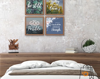 Christian Bible Verse Art Bundle – Scripture Digital Prints, Inspirational Faith Decor, Religious Artwork, 4 Design Combo, Instant Download