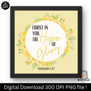 Christ in You Hope of Glory Print | Colossians 1:27 Bible Verse Art | Christian Floral Wall Decor | 300 DPI + Free Yoga Gift
