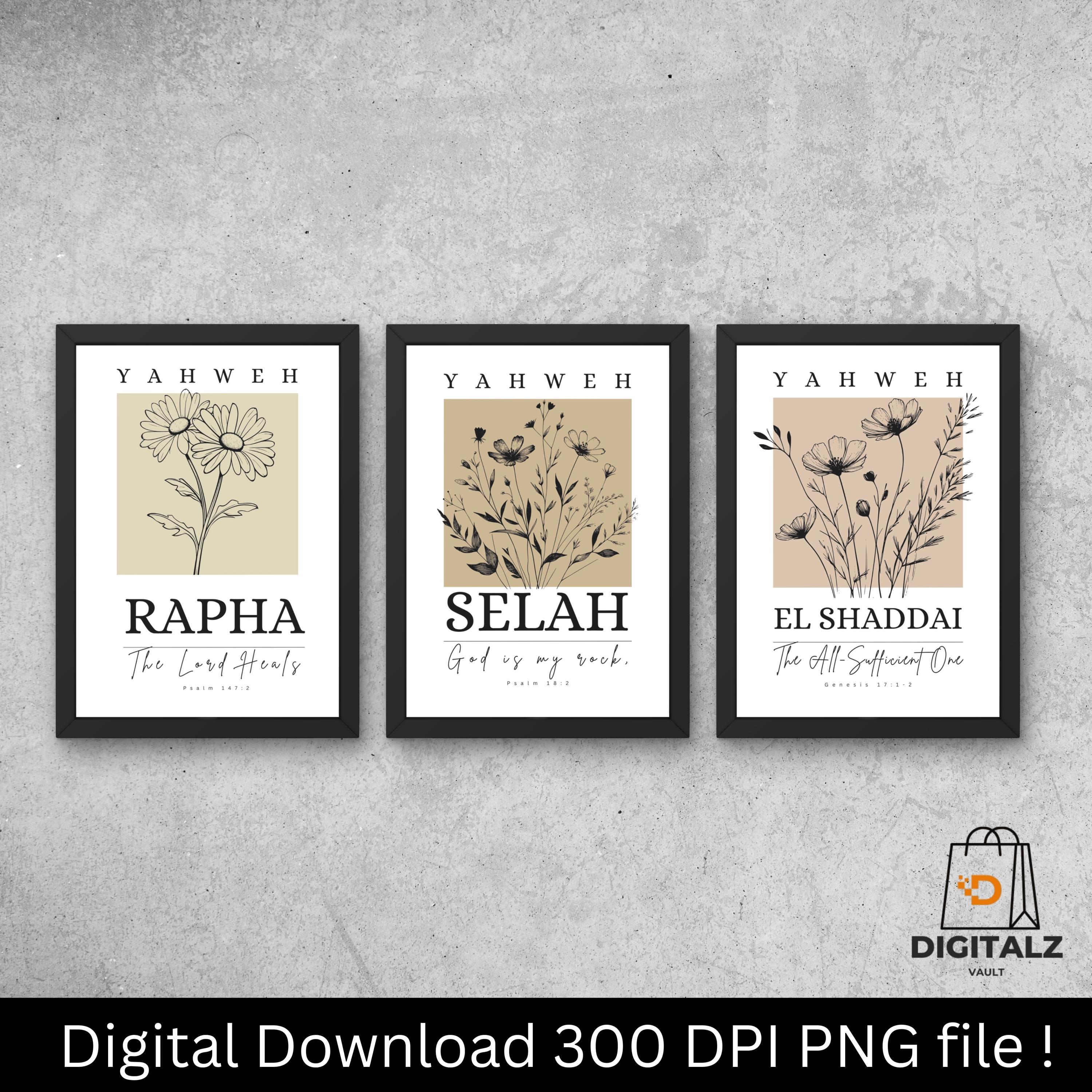 15 Names of God Wall Art Set – Christian Bible Verse Printable ...
