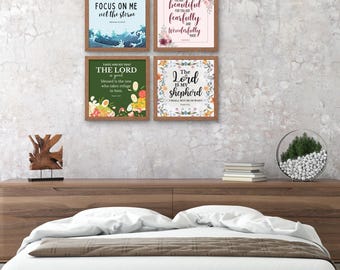 Bible Verse Wall Art Bundle | Christian Scripture Digital Prints | Faith Home Decor | Print Religious Quotes |300 DPI + Free Yoga Poses Gift