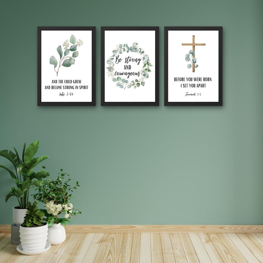 Bible Verse Wall Art Set | Christian Digital Prints | Nursery Scripture ...