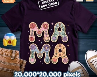Mama Floral PNG SVG, design per maglietta mamma stile retrò boho, sublimazione Wildflower Mama, regalo per la festa della mamma, download digitale per la vita primaverile da mamma
