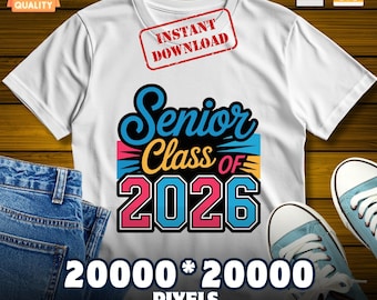 Classe Senior del 2026 PNG SVG, design per maglietta di laurea per la mamma, file di taglio Cricut per sublimazione