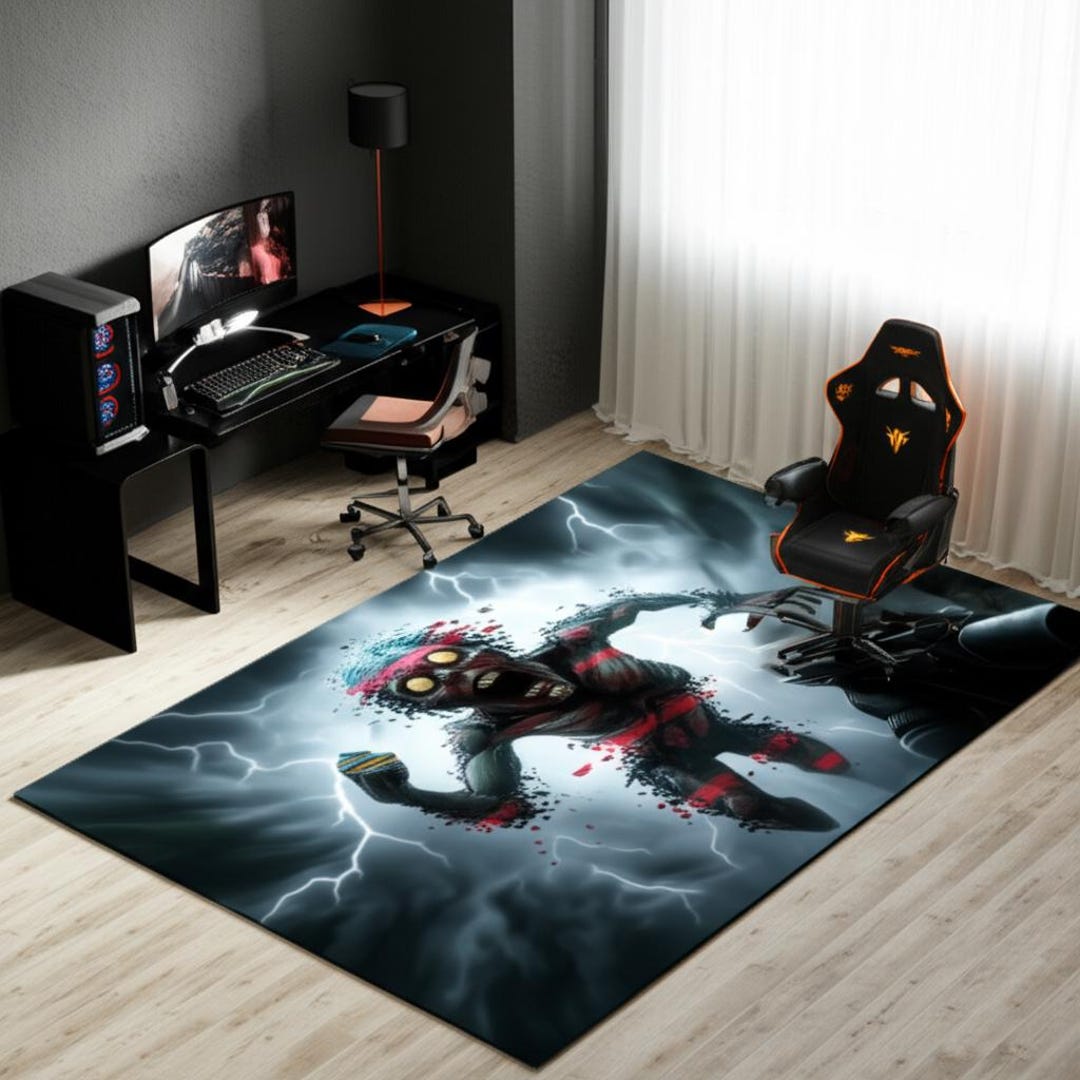 Area Rug, Zombie Horror Design, Gamer Room Decor, Creepy Art Rug ...