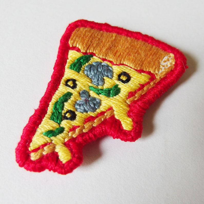 Veggie Pizza Slice Handmade Embroidered Patch 2 Long Etsy