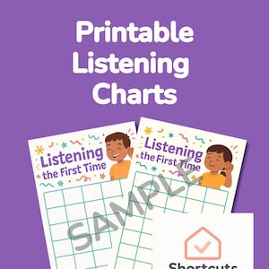 Printable Listening Chart for Kids – First Time Listening Behavior Tracker, Reward Chart, Visual Discipline Tool