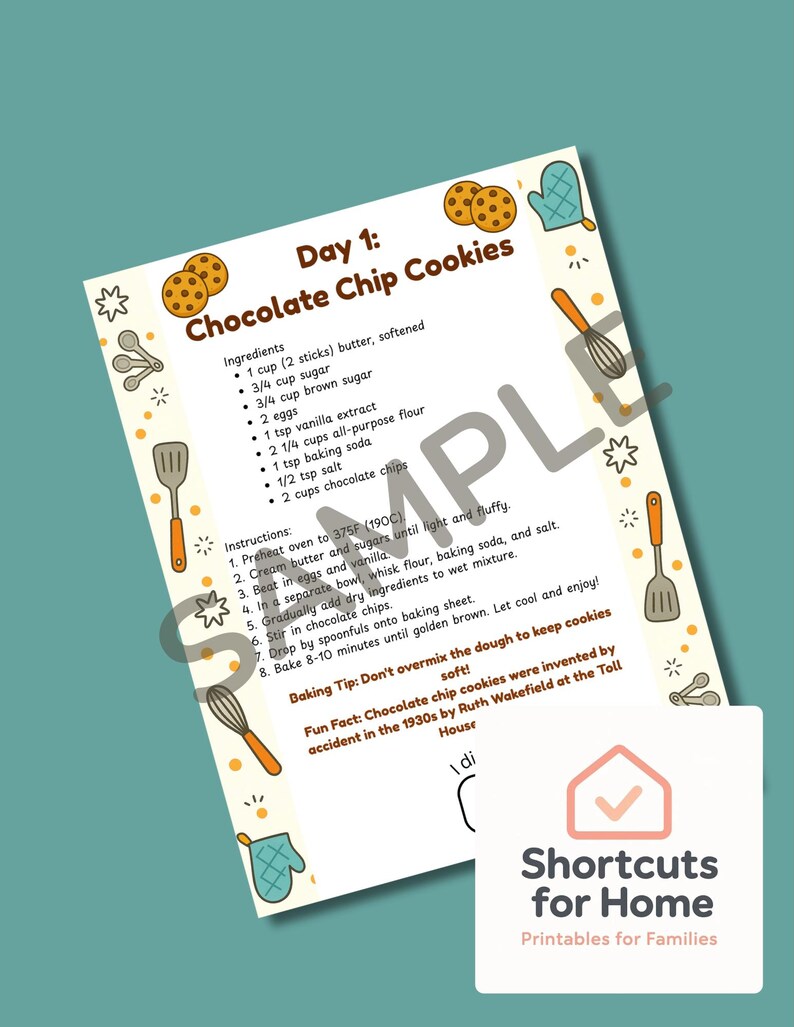 Kids Baking Camp Printable Packet | 6-day Summer Baking Activities for ...