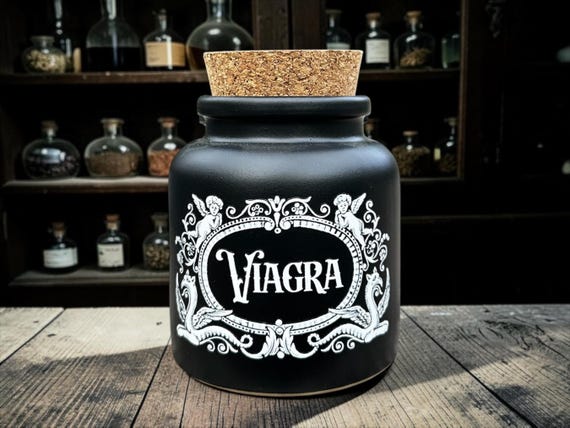 Viagra Apothecary Jar – Gothic Storage Jar – Funny Adult Humour Decor – Alternative Gift
