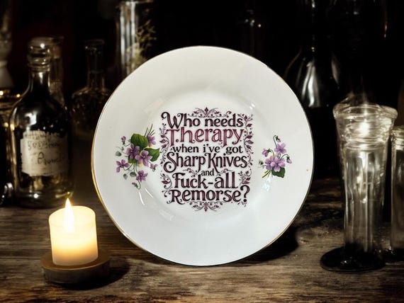 Vintage Decorative Plate: Floral Fury, Passive-Aggressive Elegance
