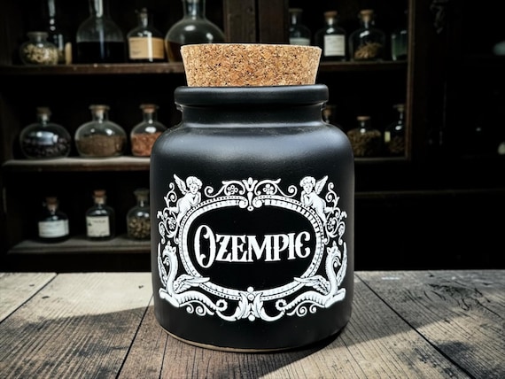 Ozempic Apothecary Jar – Funny Weight Loss Storage Jar – Gothic Kitchen Decor – Alternative Gift