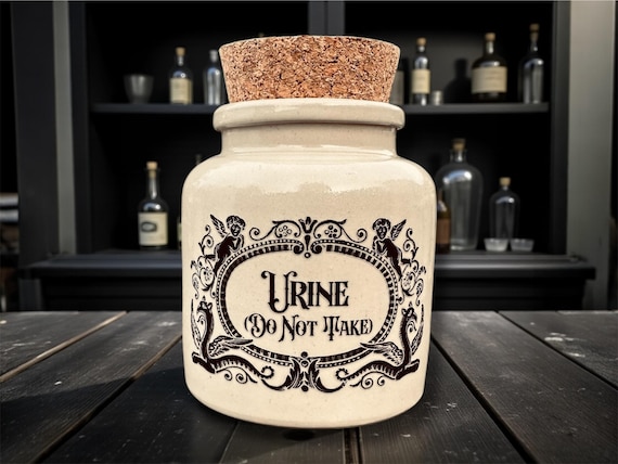 Urine Do Not Take Stoneware Jar | Funny Statement Storage | Humorous Home Decor | Novelty Gift