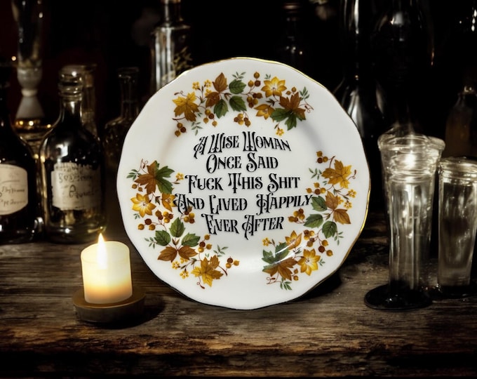 Vintage Decorative Plate: Wise Woman Quote with Stand