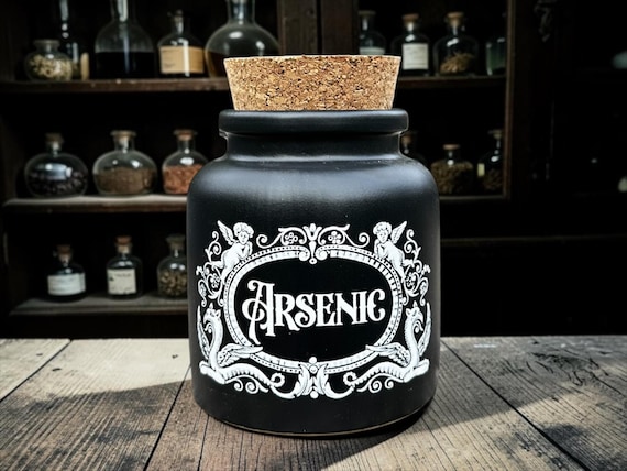 Arsenic Cork Lid Jar – Victorian Poison Bottle Style – Gothic Shelf Decor