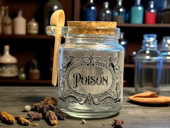 Poison small glass jar