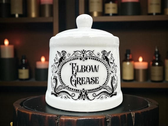 Elbow Grease Ceramic Jar | Funny Statement Storage | Humorous Home Decor | Novelty Gift