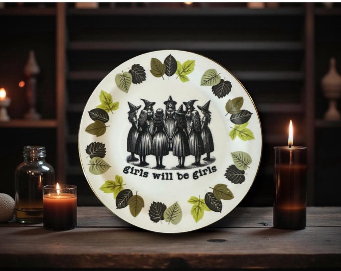 Girls will be girls, vintage plate with stand