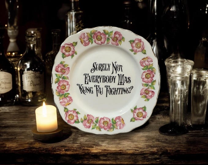 Surely Not Everybody Was Kung Fu Fighting Plate – Vintage Crackpottery