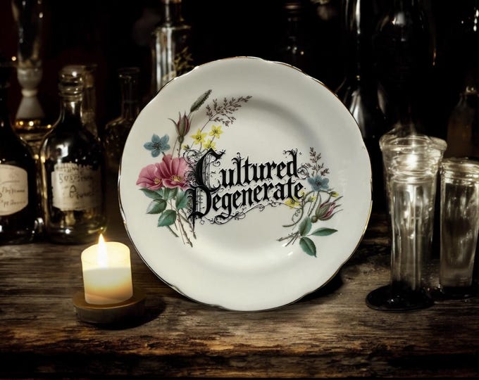 Cultured Degenerate Plate – Vintage Crackpottery with stand