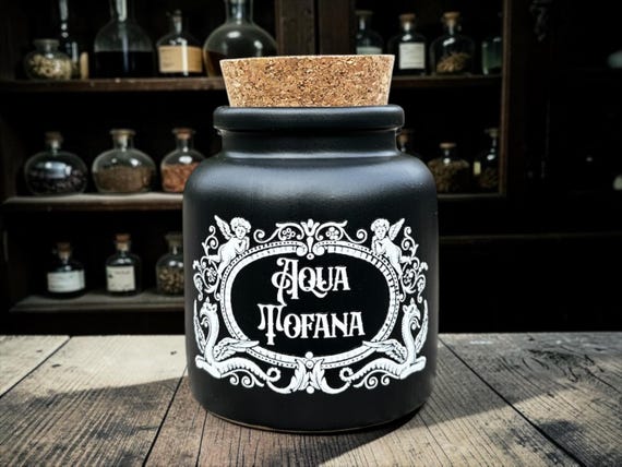 Aqua Tofana Apothecary Jar – Gothic Storage Jar – Dark Humour Poison Bottle Decor – Alternative Gift