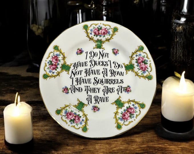 Vintage Squirrel Rave Plate: Funny Decorative Dish with Stand