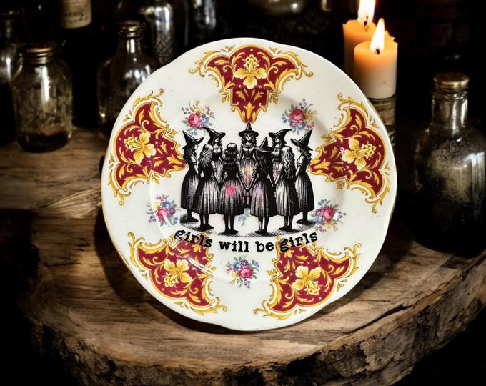 Girls will be girls, vintage plate with stand