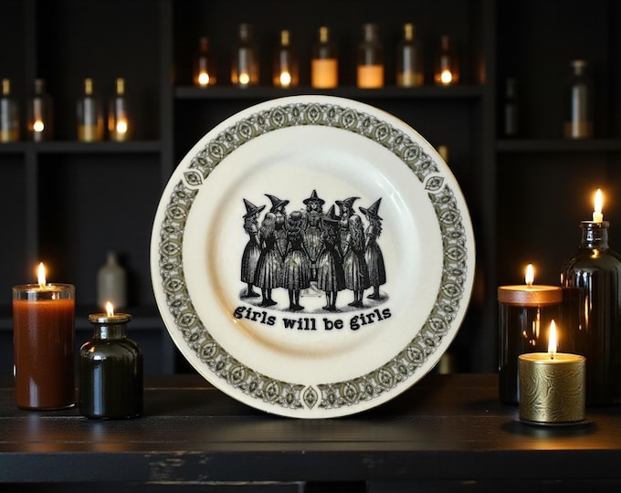 Girls will be girls, vintage plate with stand