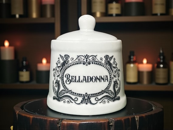 Belladonna white apothecary jar pot