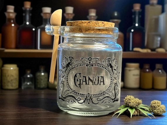 Ganja small glass jar