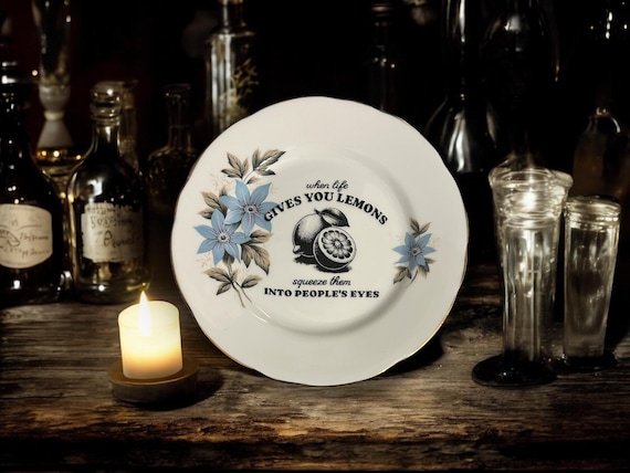 Abandon All Hope Ye Who Enter Here, vintage plate with stand